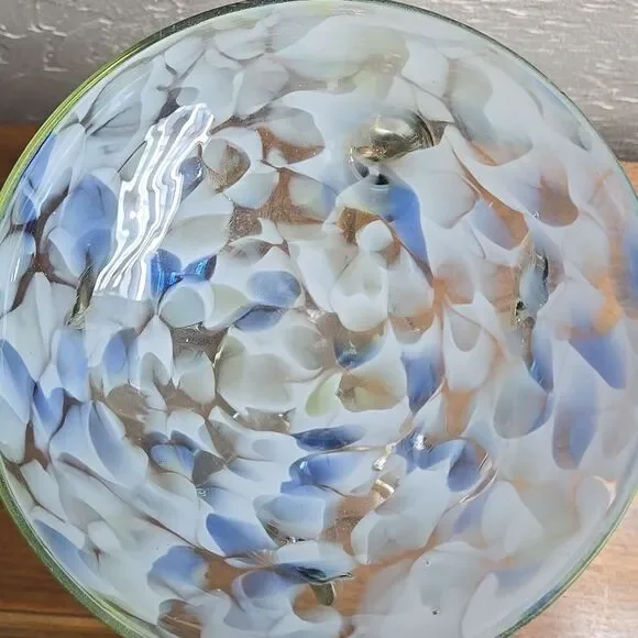 MAKORA KROSNO OCTOPUS JELLYFISH COBALT GLASS COMPOTE PEDESTAL BOWL, VINTAGE